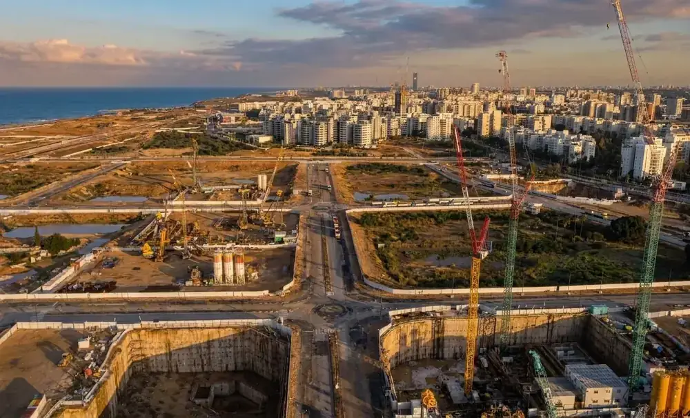 Aerial view of the Eshkol complex under construction, January 2026