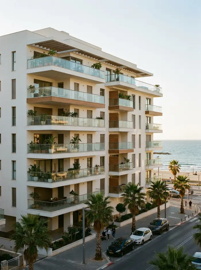 A new white apartment building by the sea